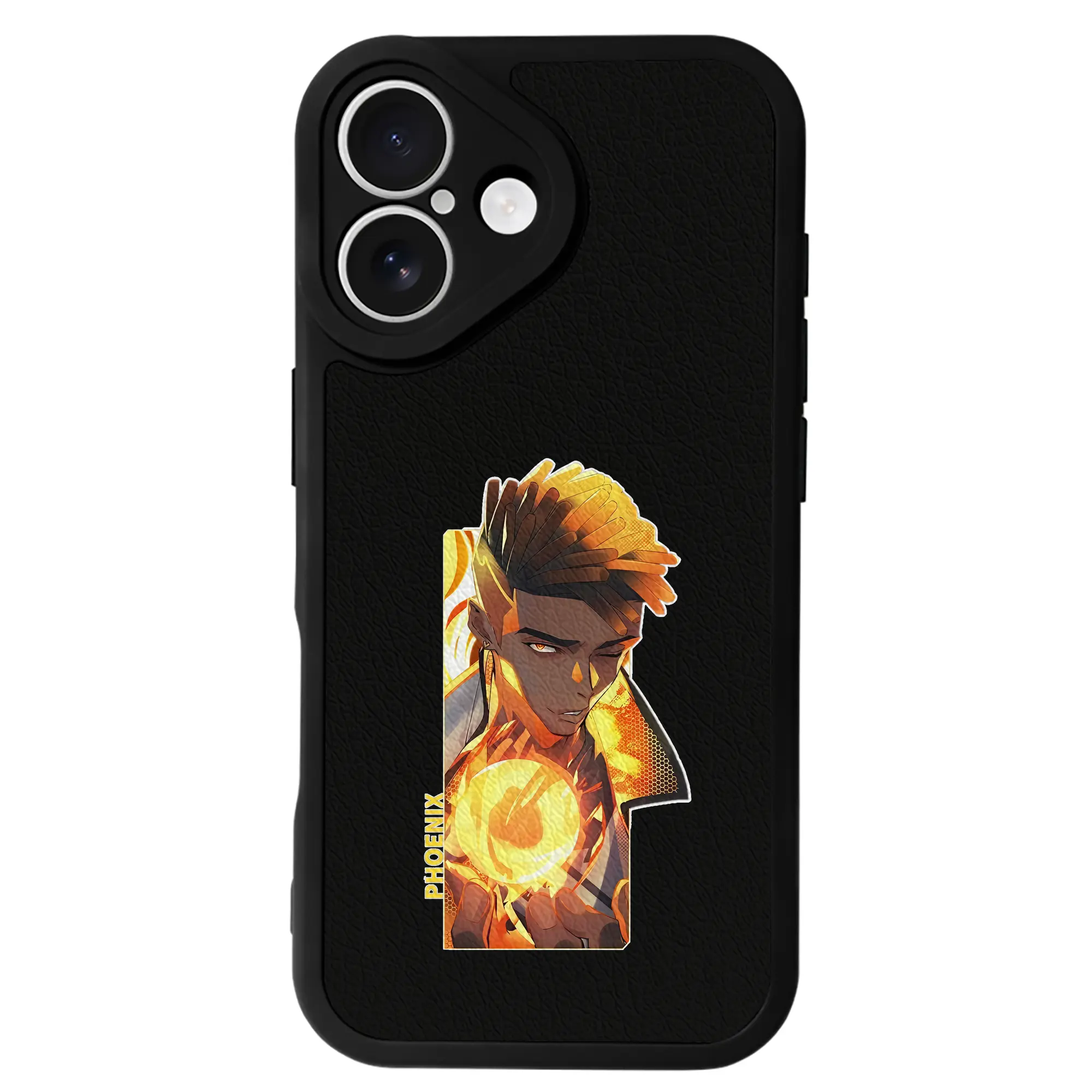 VALORANT グッズ,フェニックス - IPhone 16シリーズ対応 ・ シリコンスマホケース ・ レザー調 ・ 高精度フィット ・ 耐衝撃 ・ ワイヤレス充電対応 ・ 精密カット